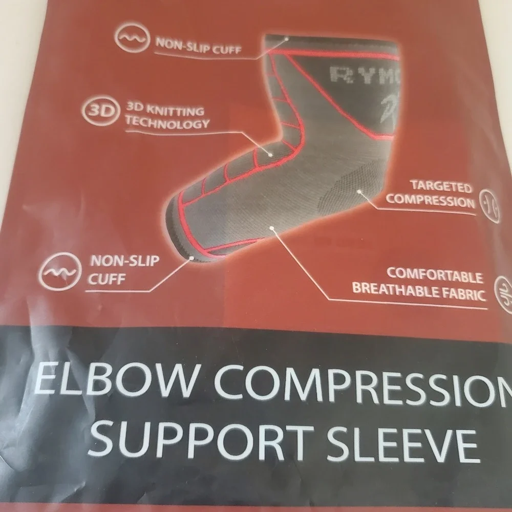 Rymora Elbow Compression Support Sleeve Small Grey Red Arthritis B07Z83RHMB